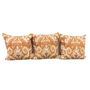 Ikat Orange And Ivory Decorative Pillows